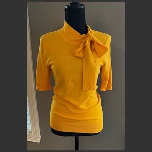NWT New York & Company Womens Gold Tie Mock Neck Sweater Top